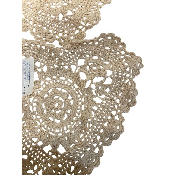 Handmade Heart Shaped 8x8 Crochet Lace Doilies Set Of 12 100% Cotton Beige China - Picture 5 of 6